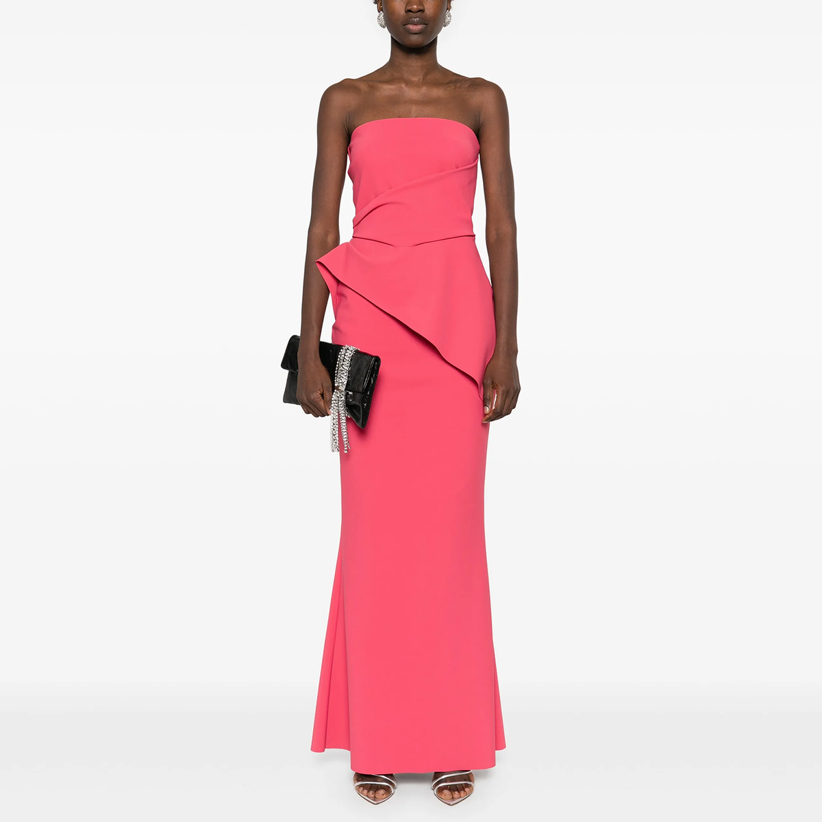 Dreamy Pink Plain Smooth Sleeveless Tube Top Gala Evening Dress SF213