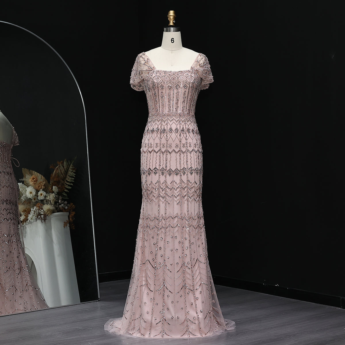 Luxury Beaded Off-Shoulder Mermaid Evening Dress SS291