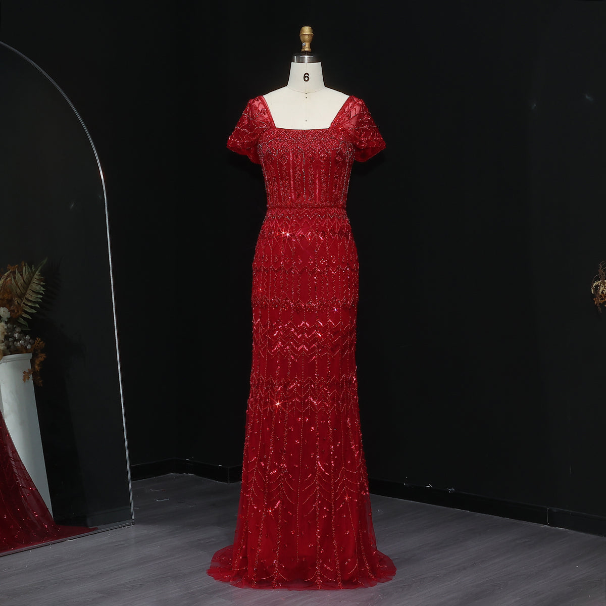 Luxury Beaded Off-Shoulder Mermaid Evening Dress SS291