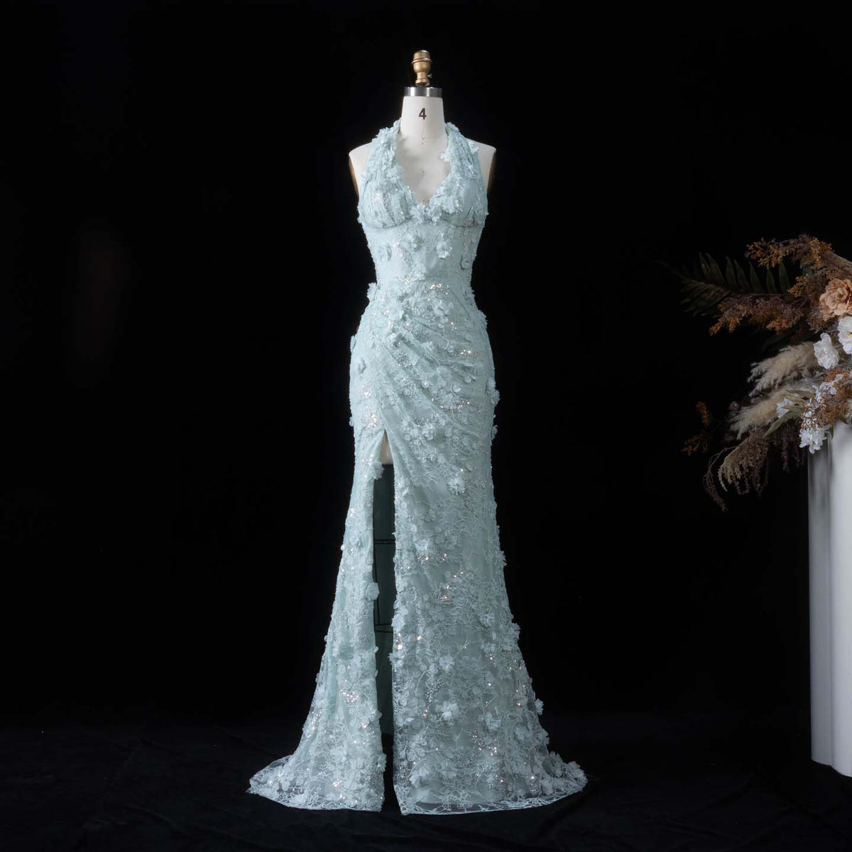 Elegant 3D Floral Lace Mermaid Evening Dress SS603