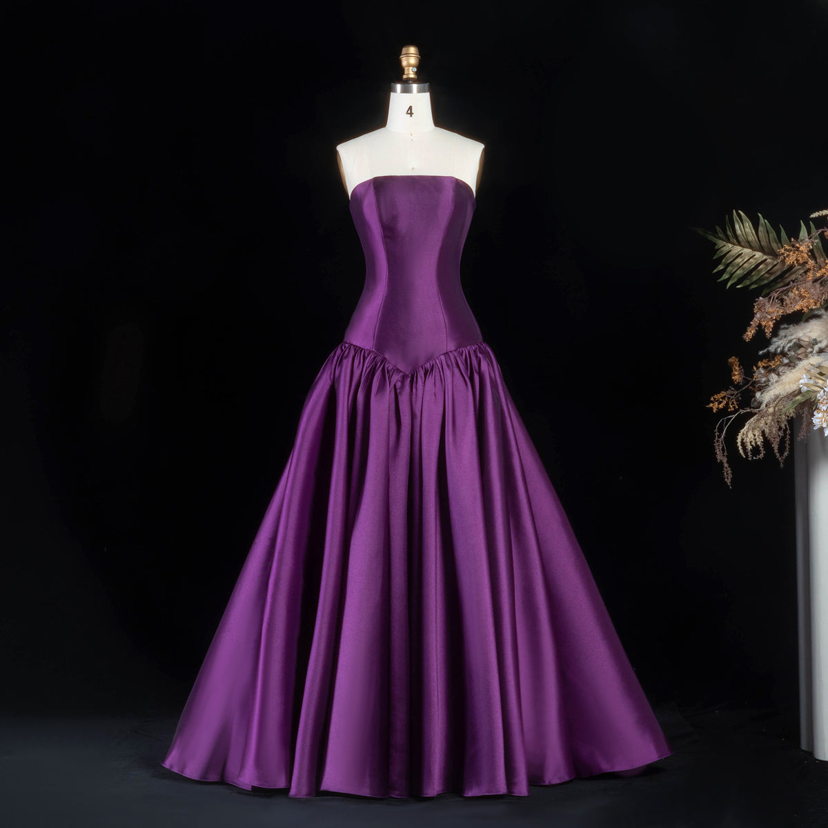 Elegant Strapless Dark Navy A-Line Evening Dress SF480