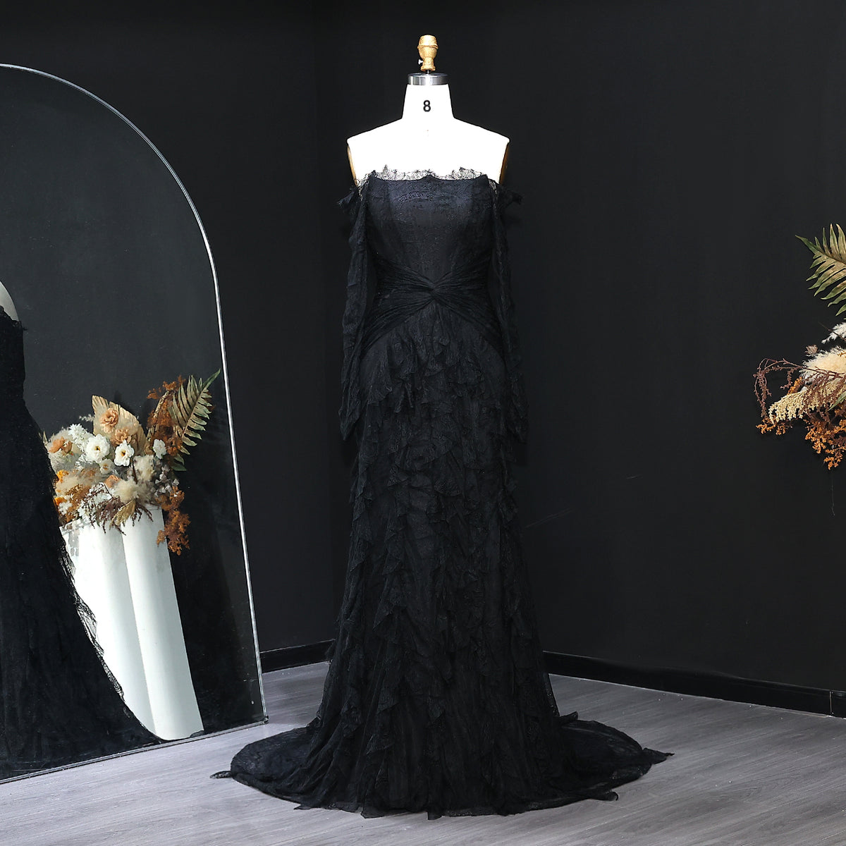 Luxury Turquoise Long Sleeves Mermaid Evening Dress SF519