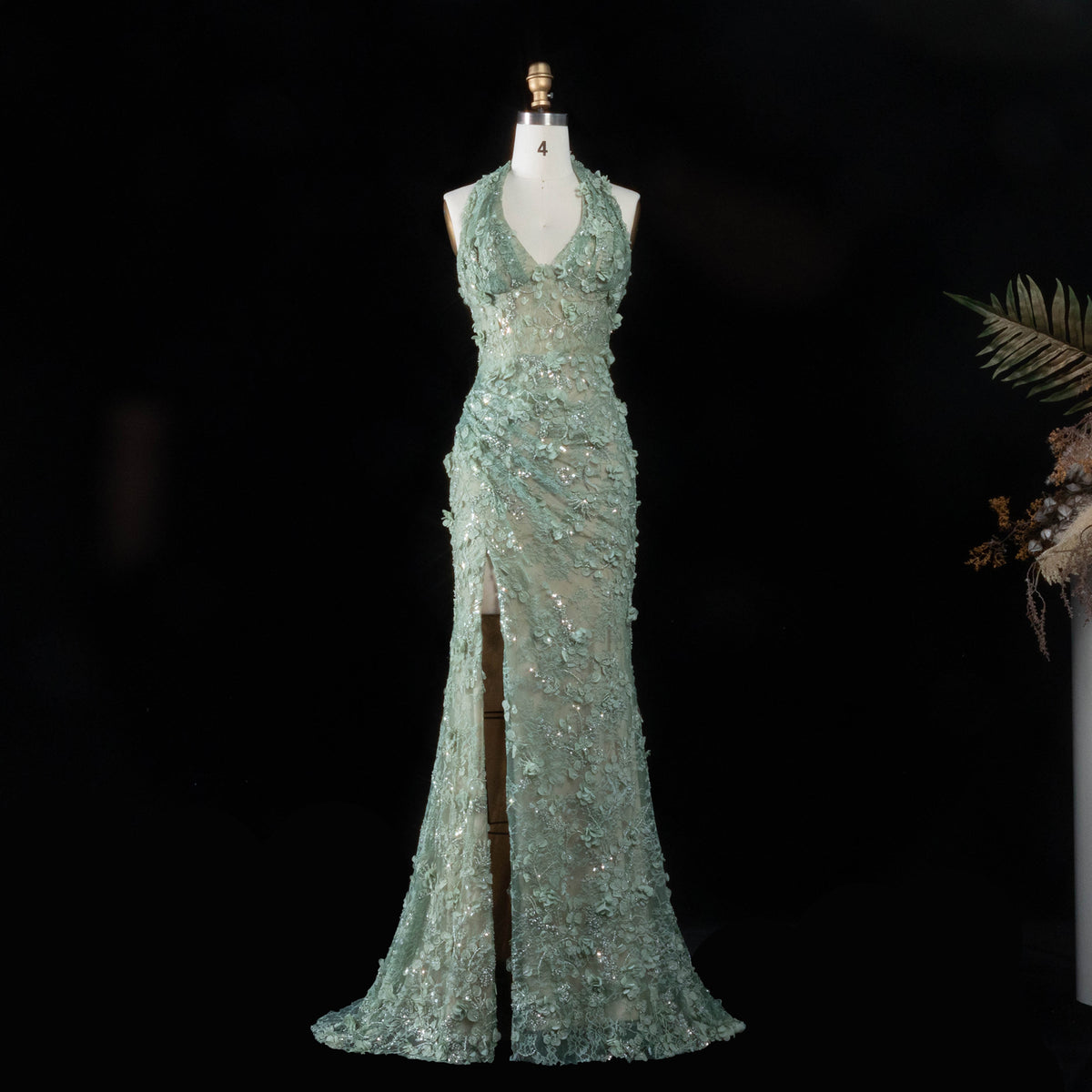 Elegant 3D Floral Lace Mermaid Evening Dress SS603