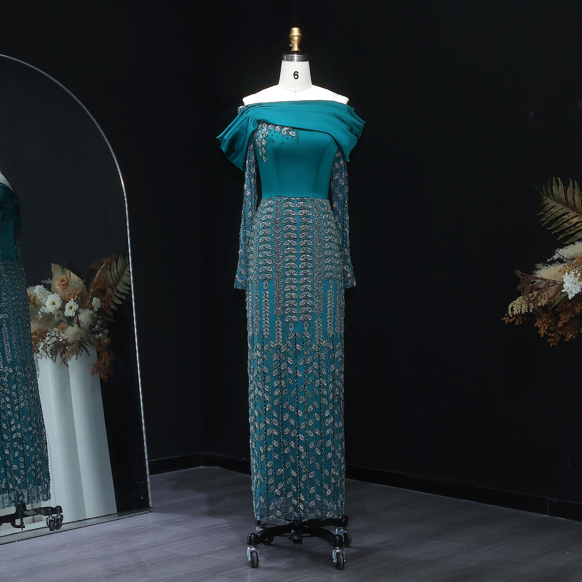 Elegant Off Shoulder Long Sleeves Evening Dress SS695