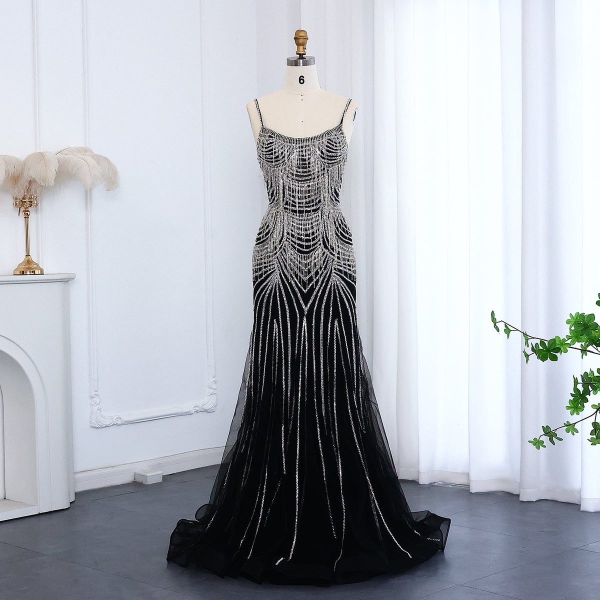 Luxury Tassel Spaghetti Mermaid Evening Dress SS029