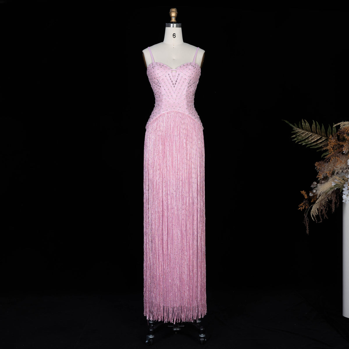 Luxury Yellow Beaded Tassel Formal Mermaid Evening Dress SS522