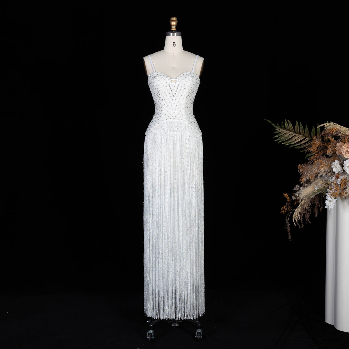Luxury Yellow Beaded Tassel Formal Mermaid Evening Dress SS522