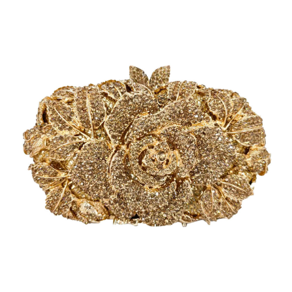 Hollow Rose Crystal Evening Clutch HB010