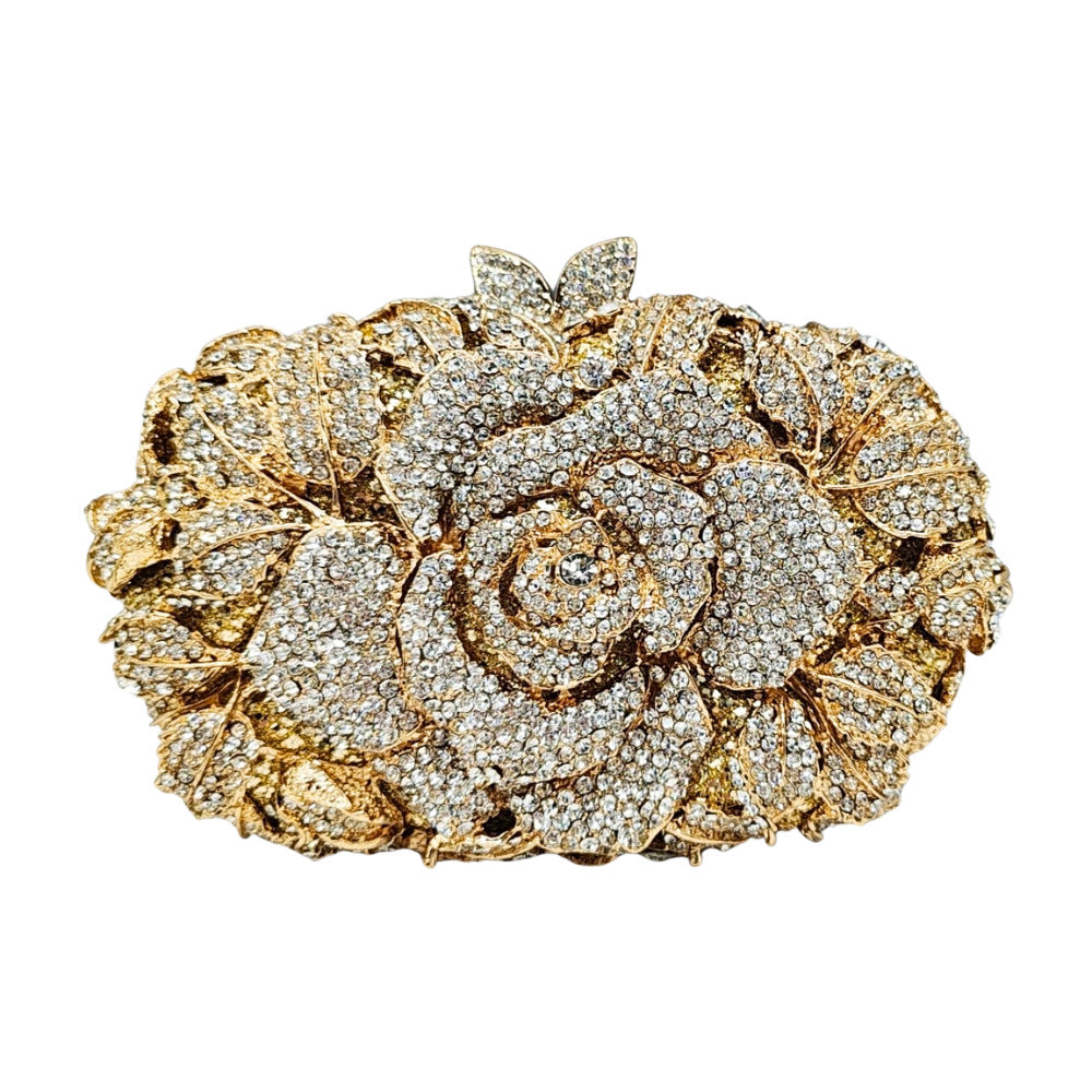 Hollow Rose Crystal Evening Clutch HB010