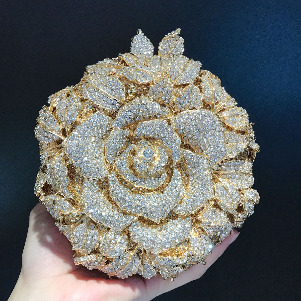 3D Camellia Crystal Evening Clutch HB012