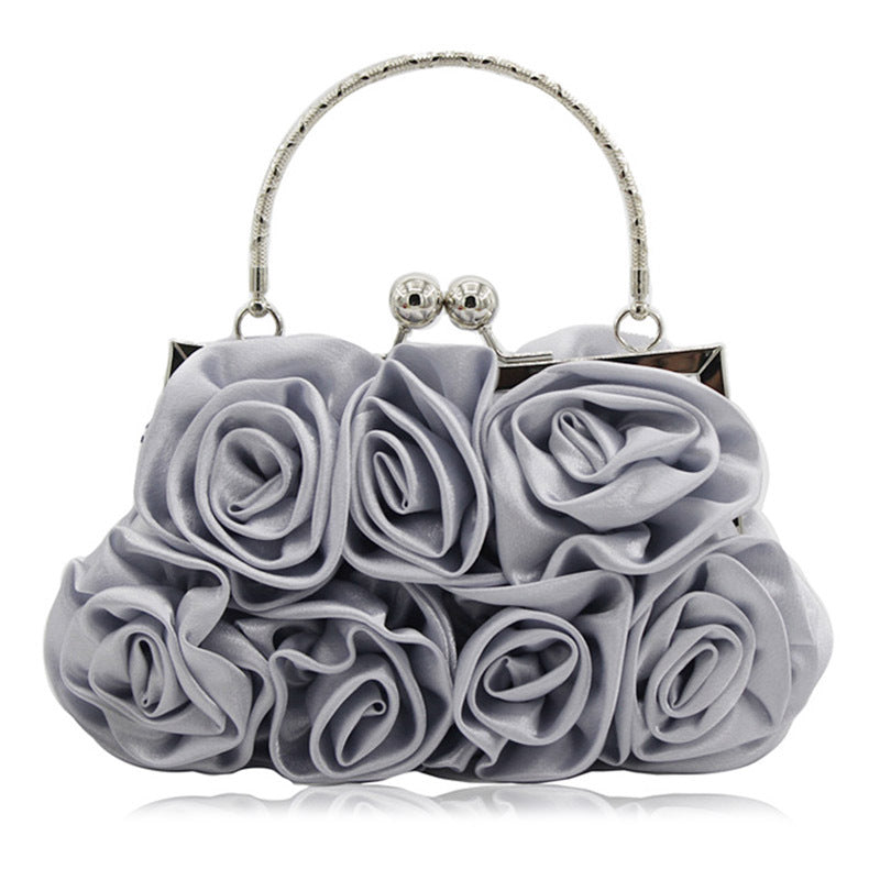Rose Pattern Satin Flower Clutch Bag HB028