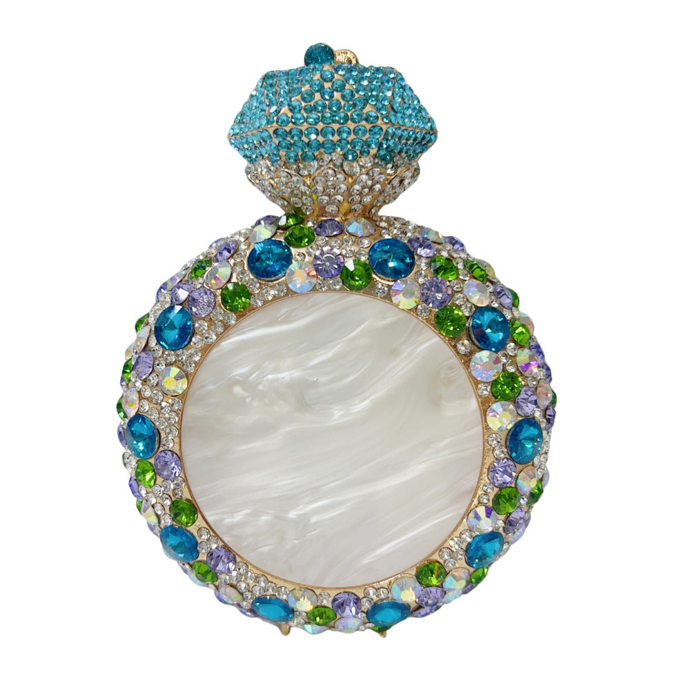 Perfume Bottle Shell Rhinestone Clutch Bag HB032