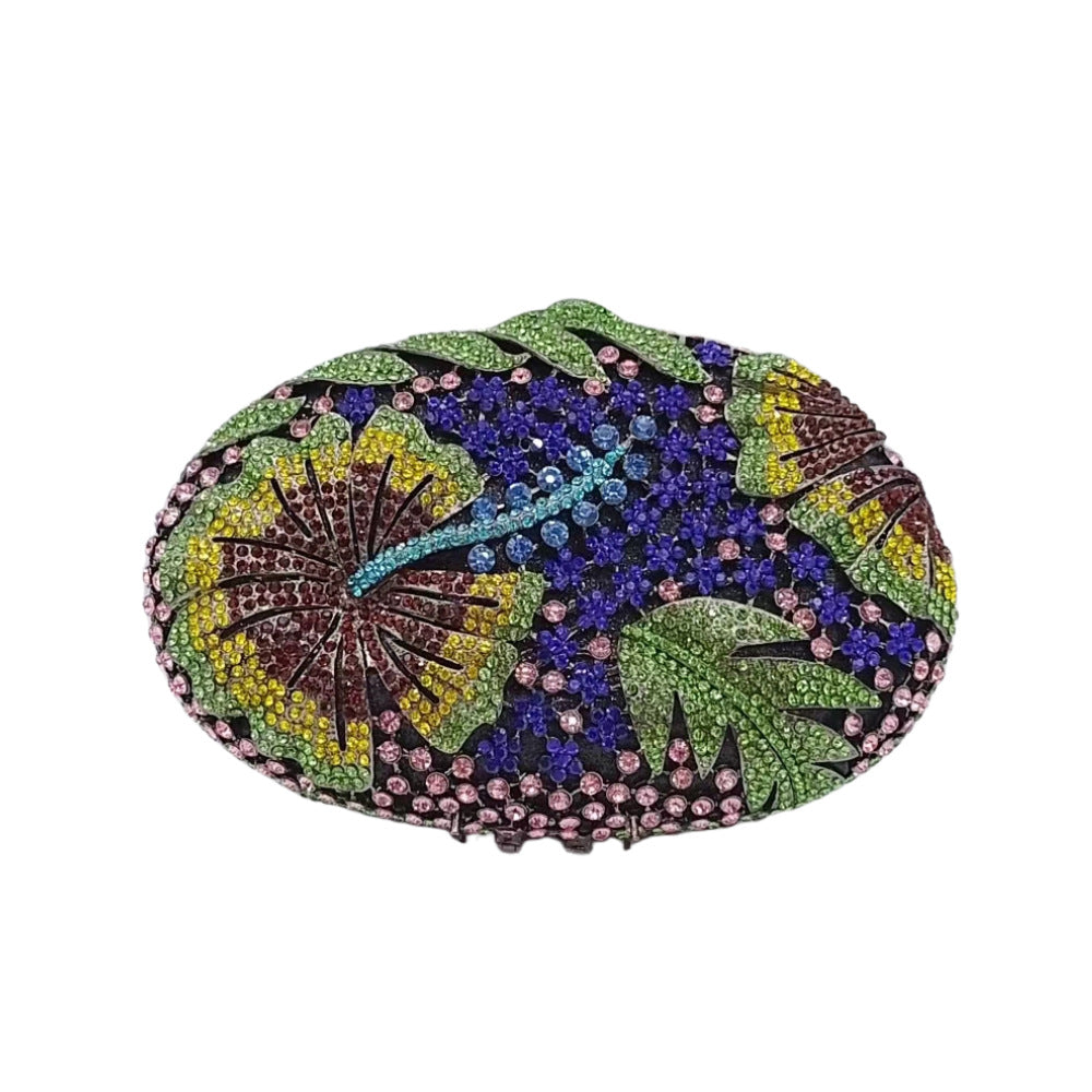 Flower Rhinestone Evening Clutch HB036