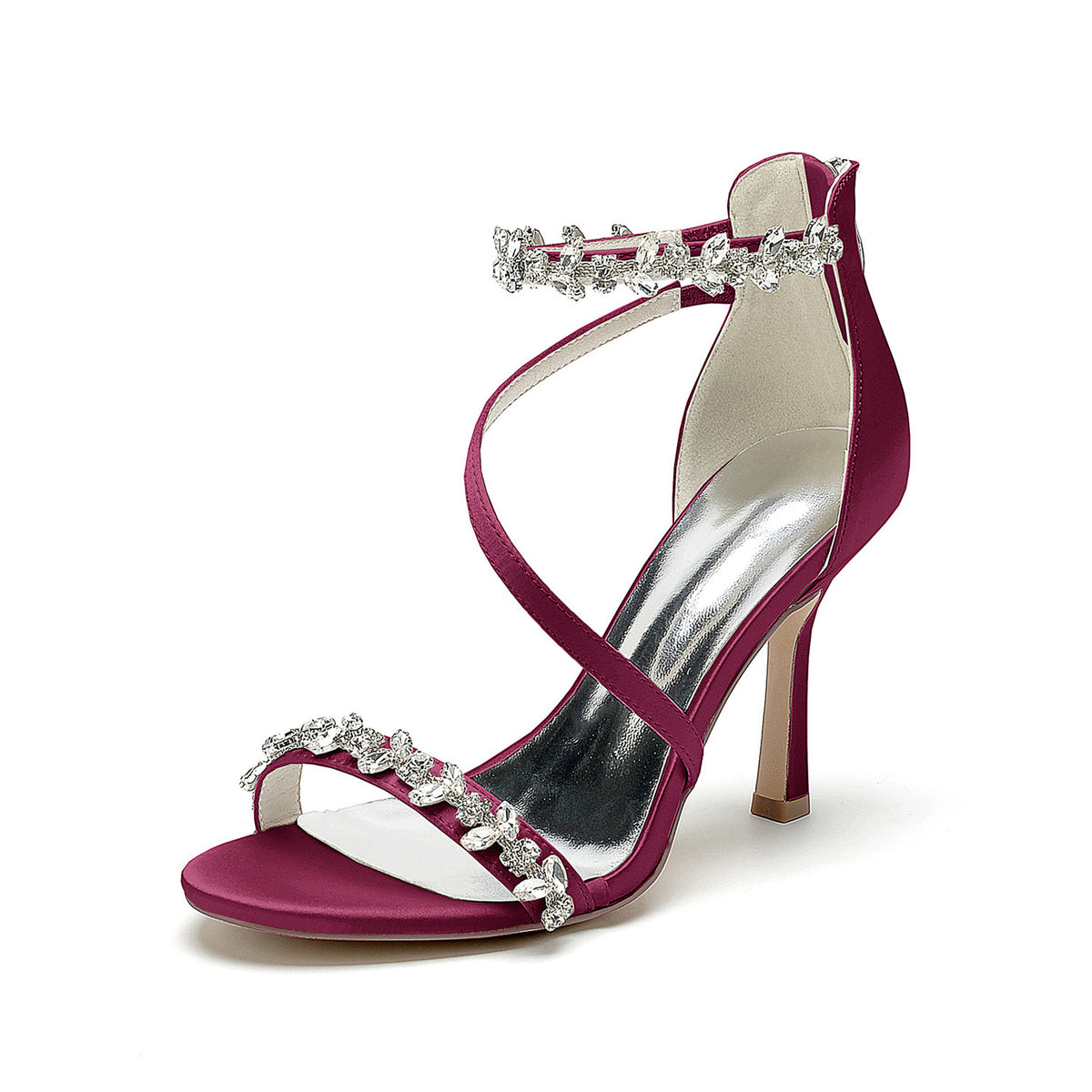 Nude Crystal Strappy High Heels HH005