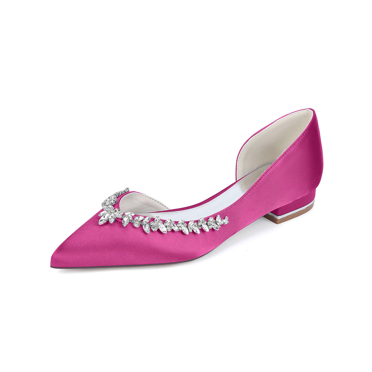 Satin Crystal Embellished D'Orsay Block Heels HH025