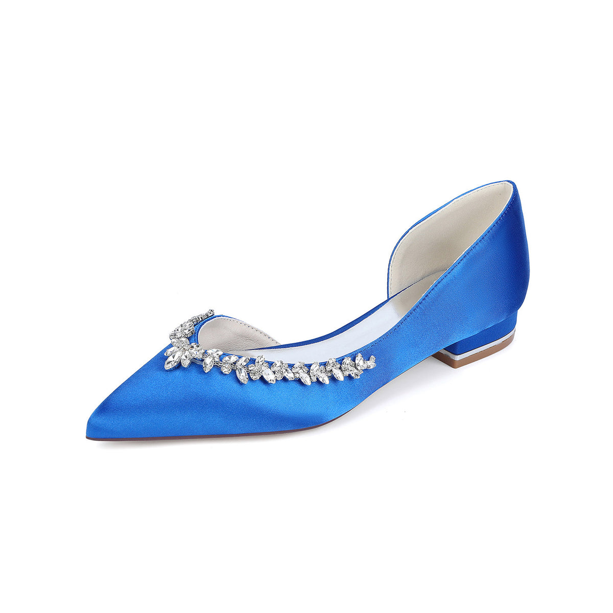 Satin Crystal Embellished D'Orsay Block Heels HH025