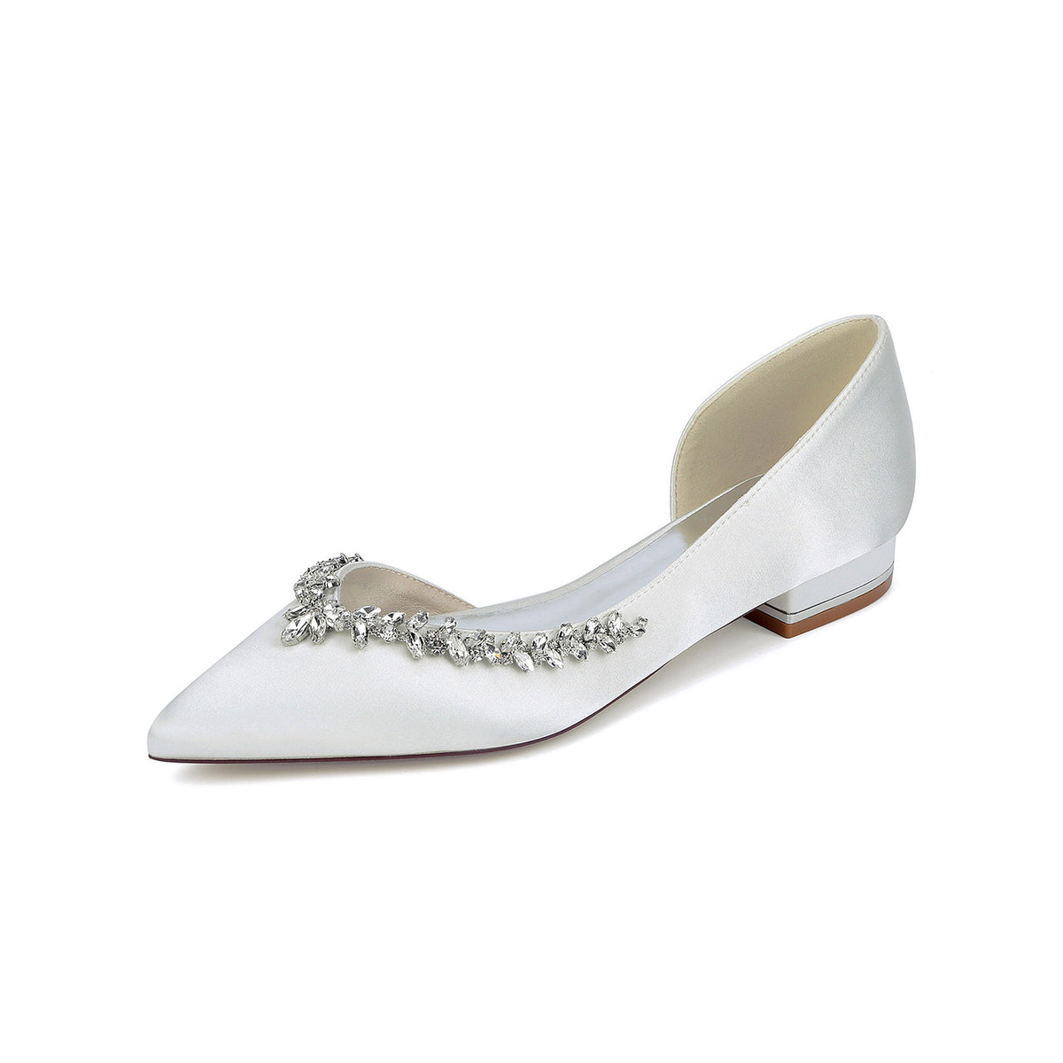 Satin Crystal Embellished D'Orsay Block Heels HH025