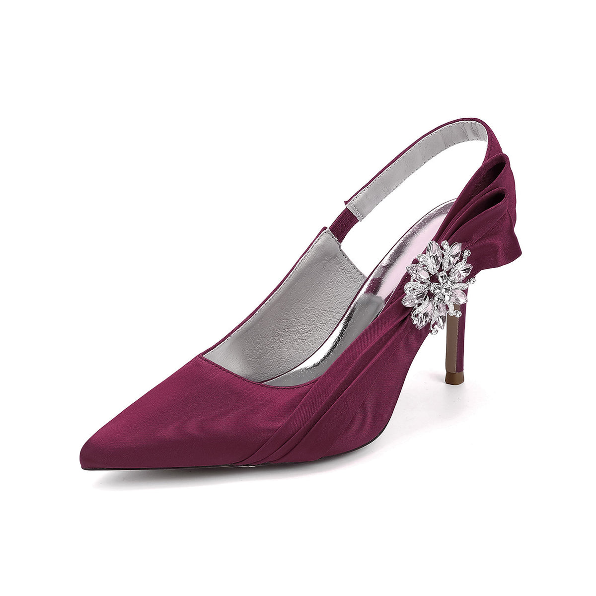 Crystal Embellished Slingback Pointed Toe Stiletto Heels HH027