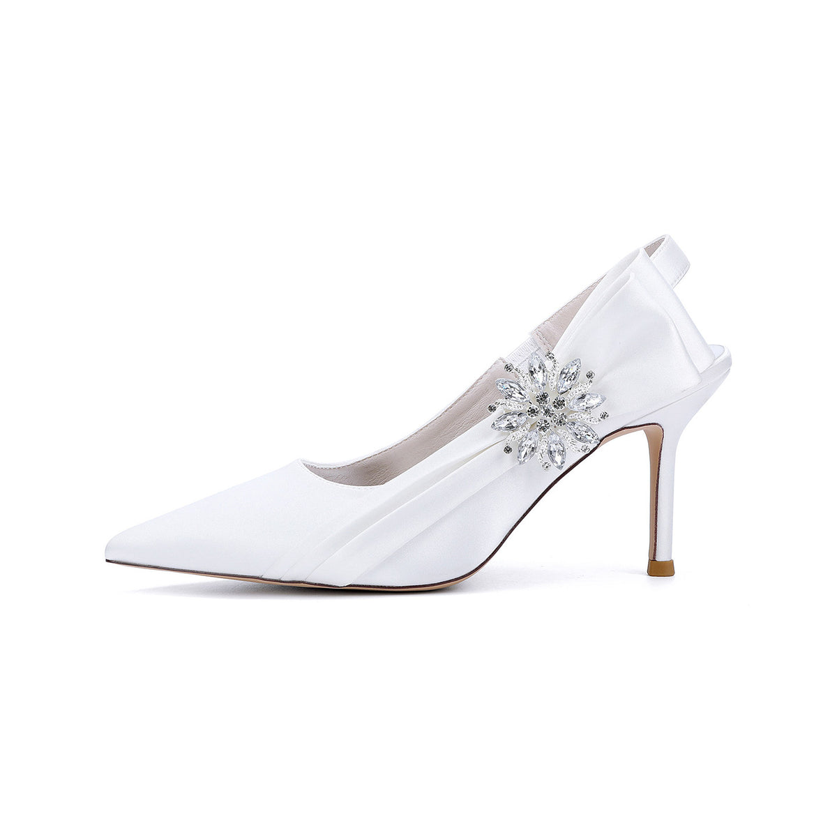 Crystal Embellished Slingback Pointed Toe Stiletto Heels HH027