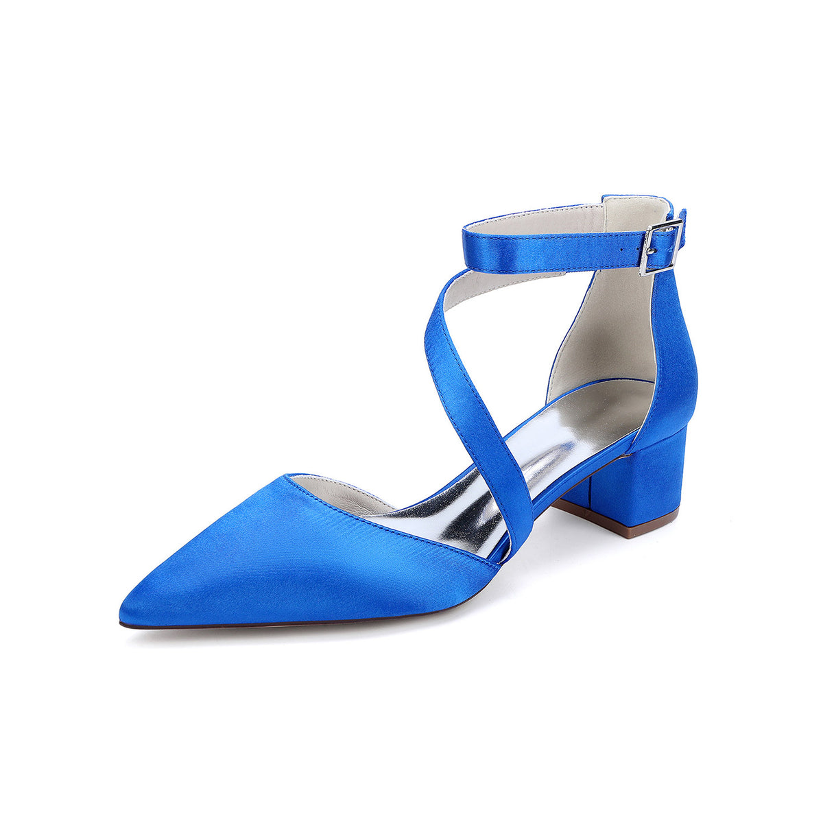 Crisscross Ankle Strap Pointed Toe Block Heel Pumps HH030