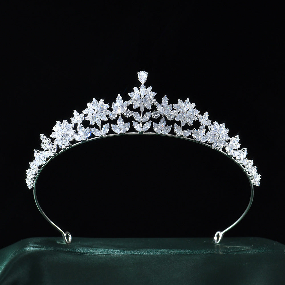 Sparkling Floral & Snowflake Crystal Diadem HP015
