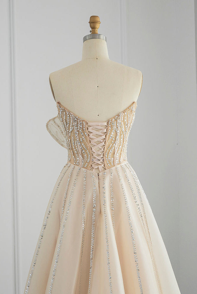 Dreamy Vow Luxury Dubai Beaded Lilac Evening Dress Elegant Scalloped Arabic Women Formal Prom Dresses for Wedding Party 247