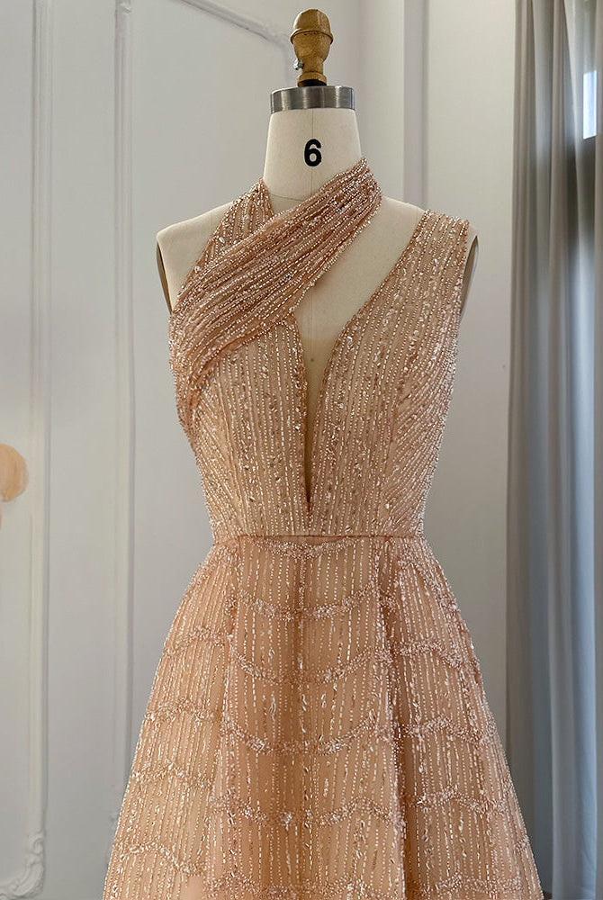 DreamyVow Luxury Beaded Dubai Lilac Evening Dresses for Women Wedding Party 2023 Elegant Long Arabic Prom Formal Gowns 329