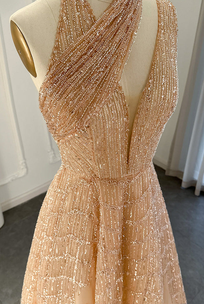 DreamyVow Luxury Beaded Dubai Lilac Evening Dresses for Women Wedding Party 2023 Elegant Long Arabic Prom Formal Gowns 329