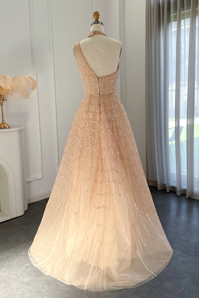 DreamyVow Luxury Beaded Dubai Lilac Evening Dresses for Women Wedding Party 2023 Elegant Long Arabic Prom Formal Gowns 329
