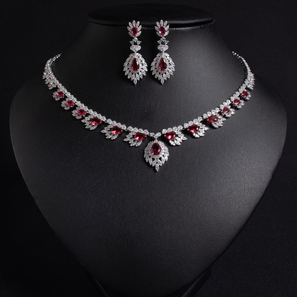 Floral Zircon Jewelry Set with Earrings JW018