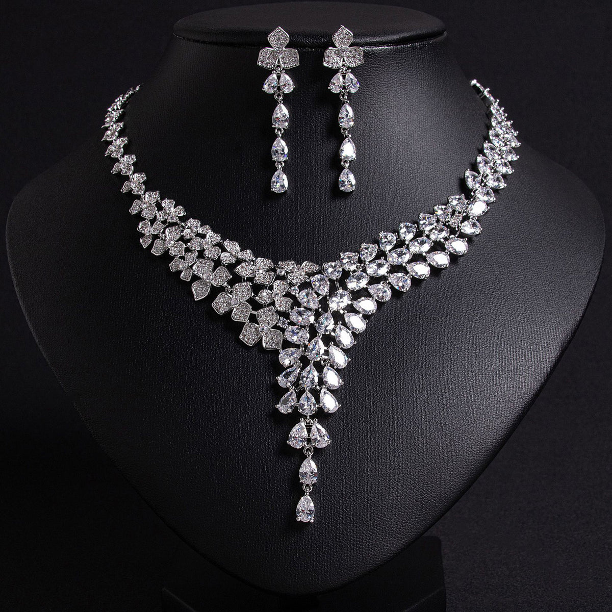 Simple Shining Necklace and Earring Set JW020