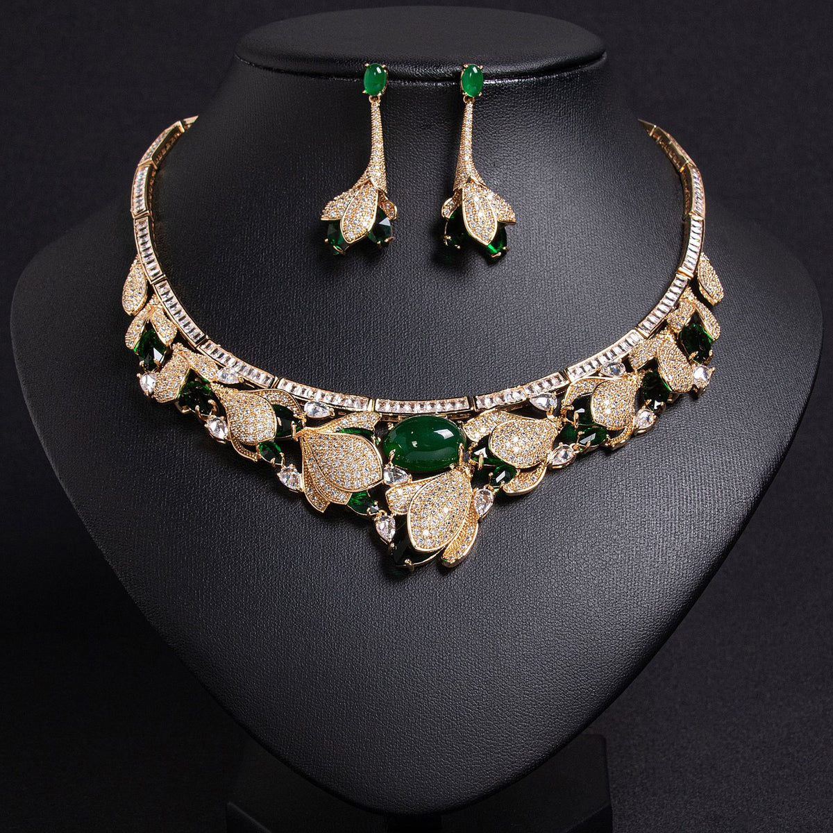 3D Floral Teardrop Necklace and Earring Set JW029
