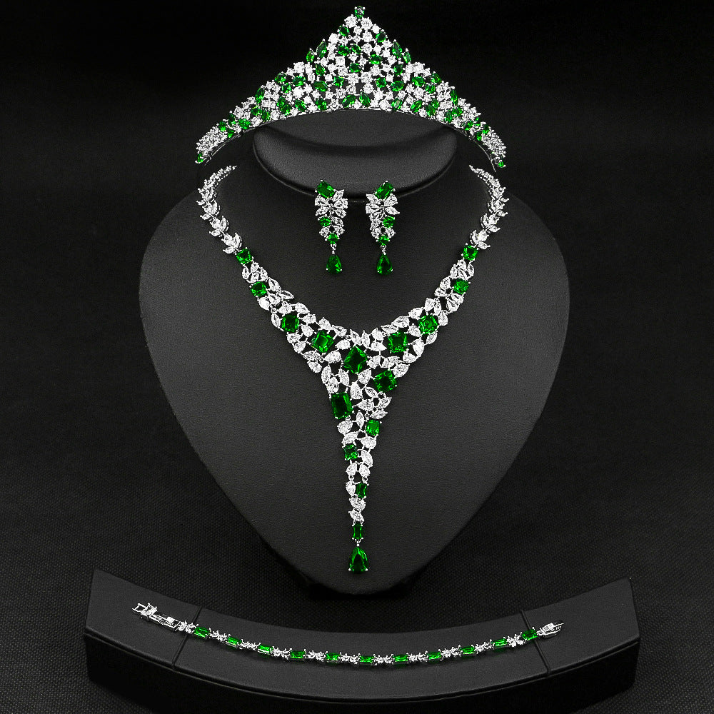 Colorful Zircon Necklace and Earring Set JW032