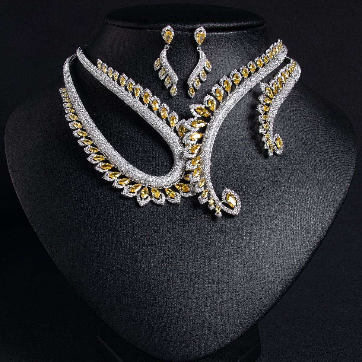 Droplet Zirconia Earring Jewelry Set JW033