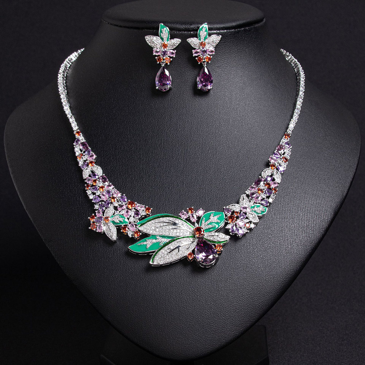 Elegant 3D Floral Necklace and Earring Set JW052