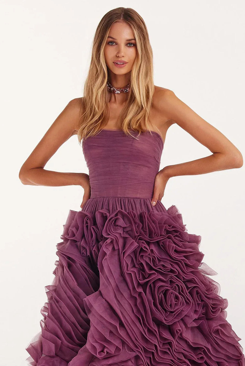 Dreamy Vow Luxury 3D Rose Flower Pink Short Evening Dresses for Women Wedding Party 2023 Strapless Midi Formal Prom Gowns 343