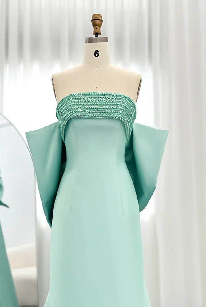 DreamyVow Luxury Dubai Lilac Arabic Evening Dresses with Bow Cape Beaded 2023 Elegant Women Wedding Formal Party Gowns 319