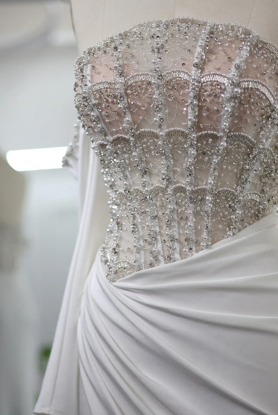 Dreamy Vow Luxury Dubai Mermaid White Evening Dress 2023 Sexy Scalloped High Slit Prom Dresses for Women Wedding Party 416