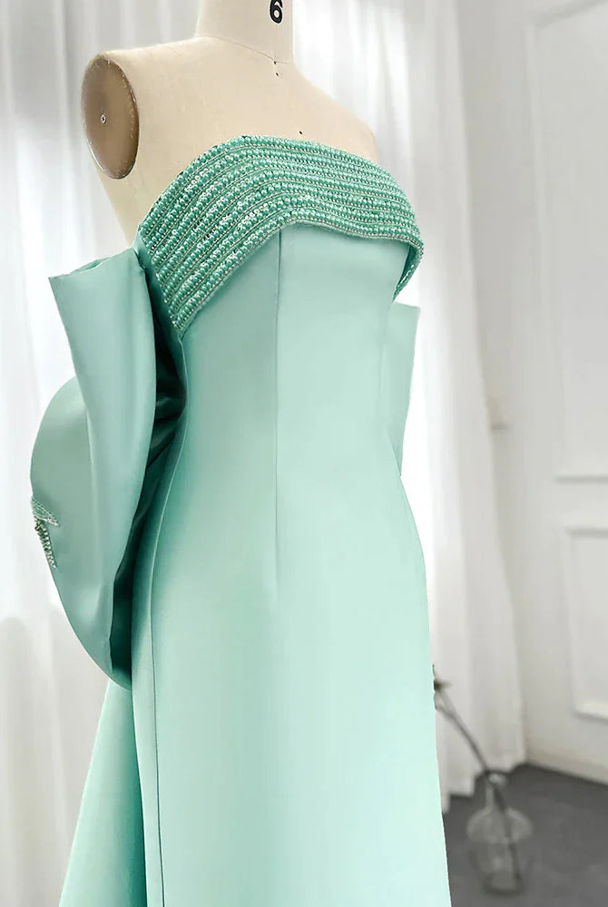 DreamyVow Luxury Dubai Lilac Arabic Evening Dresses with Bow Cape Beaded 2023 Elegant Women Wedding Formal Party Gowns 319