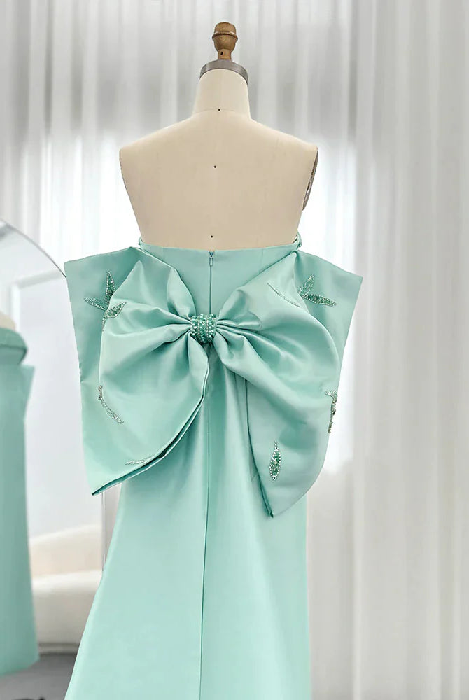 DreamyVow Luxury Dubai Lilac Arabic Evening Dresses with Bow Cape Beaded 2023 Elegant Women Wedding Formal Party Gowns 319