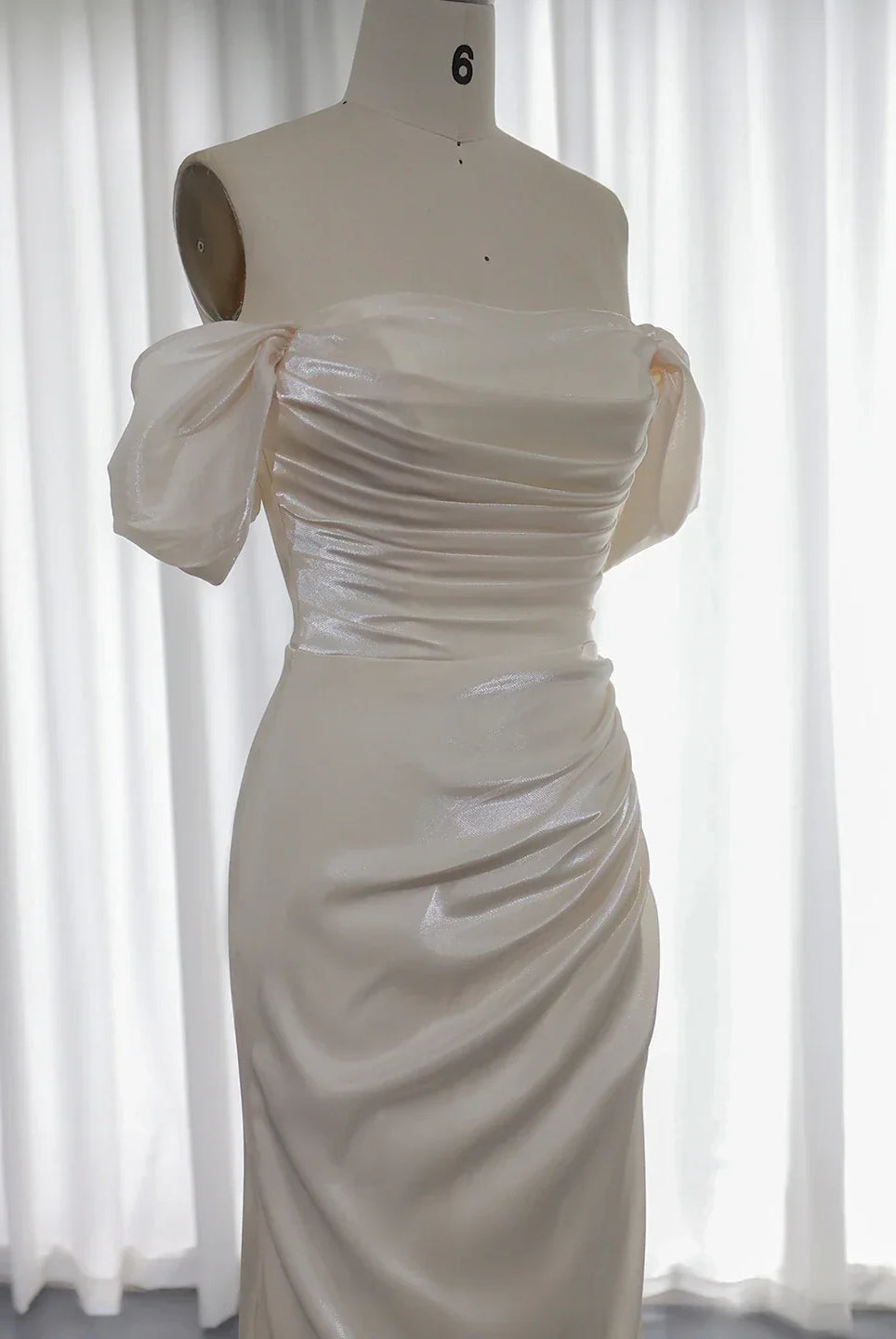 Dreamy Vow 2023 Elegant Off Shoulder Arabic Mermaid Beige Evening Dress for Women Wedding Party Dubai Long Formal Gowns F001