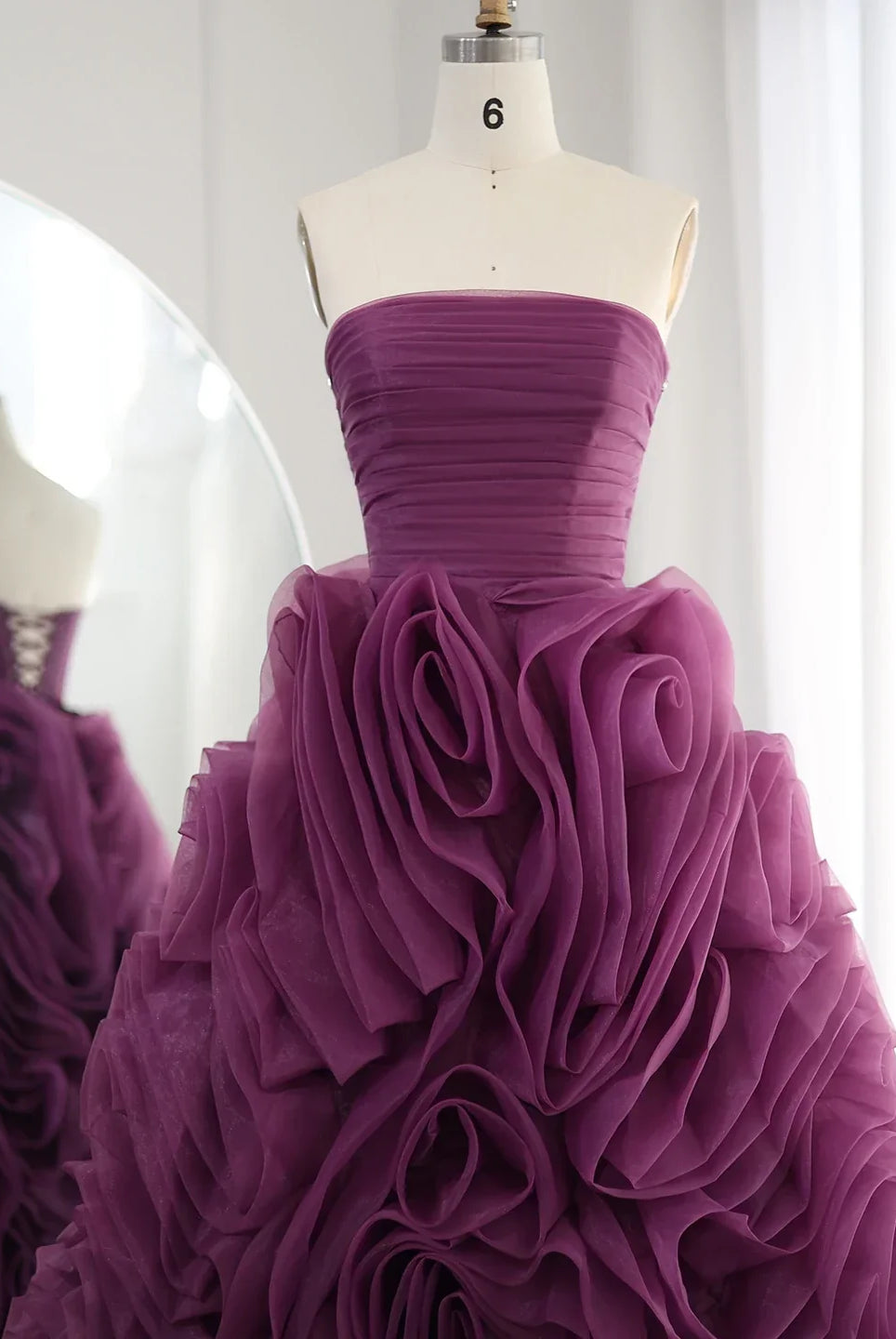 Dreamy Vow Luxury 3D Rose Flower Pink Short Evening Dresses for Women Wedding Party 2023 Strapless Midi Formal Prom Gowns 343