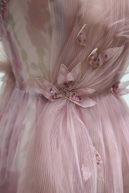 Dreamy Vow Lilac Floral Tulle Long Evening Dress 2023 Spaghetti Straps Backless Formal Prom Dresses for Wedding Party 236