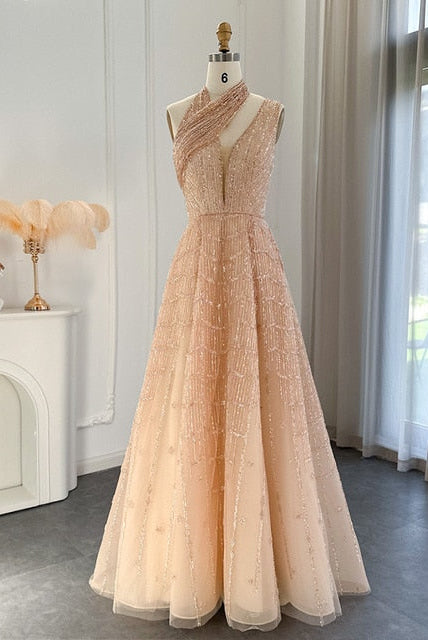 DreamyVow Luxury Beaded Dubai Lilac Evening Dresses for Women Wedding Party 2023 Elegant Long Arabic Prom Formal Gowns 329