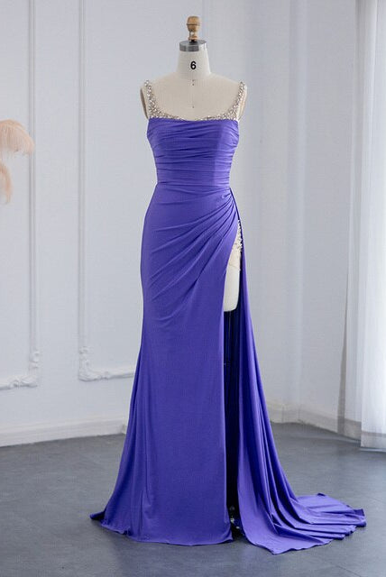 Dreamy Vow Purple High Slit Mermaid Evening Dress 2023 Dubai Luxury Long Party Dresses for Women Wedding Guest Formal Prom Gown