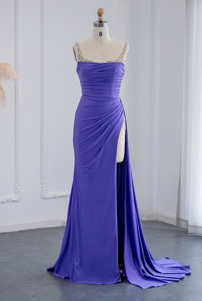 Dreamy Vow Purple High Slit Mermaid Evening Dress 2023 Dubai Luxury Long Party Dresses for Women Wedding Guest Formal Prom Gown