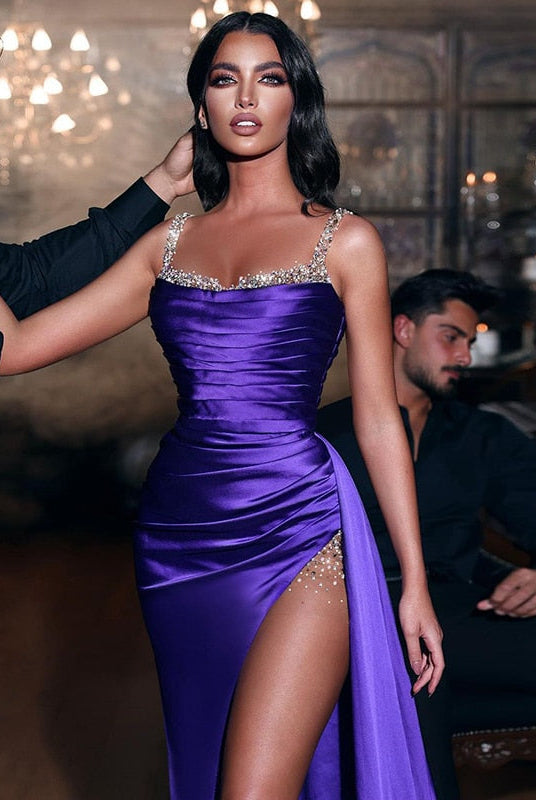 Dreamy Vow Purple High Slit Mermaid Evening Dress 2023 Dubai Luxury Long Party Dresses for Women Wedding Guest Formal Prom Gown