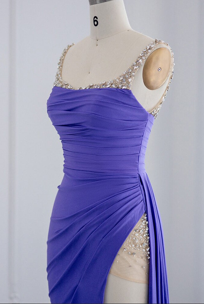 Dreamy Vow Purple High Slit Mermaid Evening Dress 2023 Dubai Luxury Long Party Dresses for Women Wedding Guest Formal Prom Gown