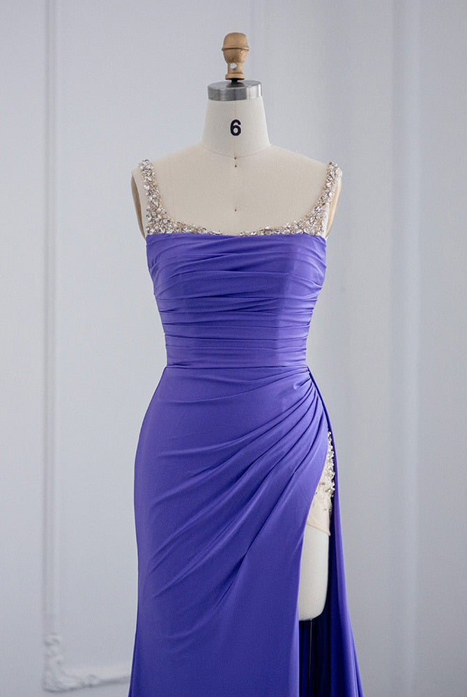 Dreamy Vow Purple High Slit Mermaid Evening Dress 2023 Dubai Luxury Long Party Dresses for Women Wedding Guest Formal Prom Gown