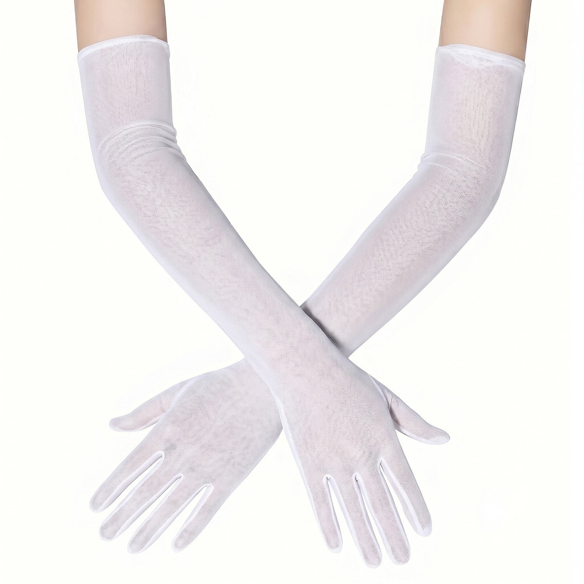 Sheer Tulle Elbow-Length Bridal Gloves for Wedding & Prom GL002